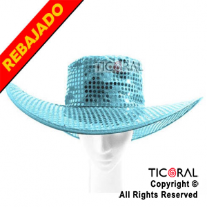 SOMBRERO CAPELINA TURQUESA LENTEJUELA HS2807-4 x 1